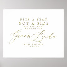 Gold Wedding Sign - Wählen Sie einen Platz und kei