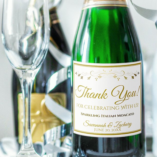 Gold Wedding Sparkling Wine Bottle Label Thank You (Von Creator hochgeladen)