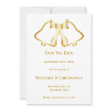 Gold Wedding speichert die Datumskartenglocken und