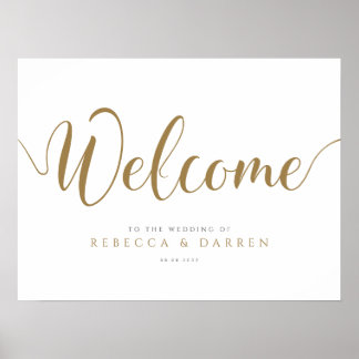 Gold Wedding Welcome Sign Personalisiert Poster