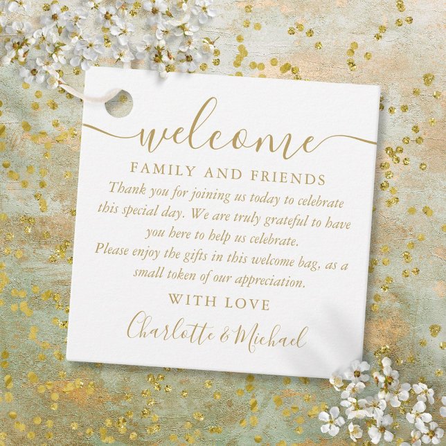 Gold Wedding Willkommensgeschenk Körbe Beutel Viel Geschenkanhänger (Gold Wedding Welcome Gift Basket Bag Thank You Favor Tags)