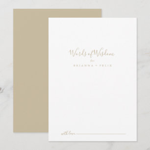 Gold Wedding Words of Wisdom Advice Card Hinweiskarte