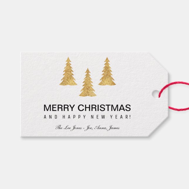 Gold Weihnachten Geschenkanhänger (Vorderseite (Horizontal))