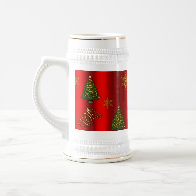 Gold Weihnachten und Weihnachtsbaumen Rot Bierglas (Links)