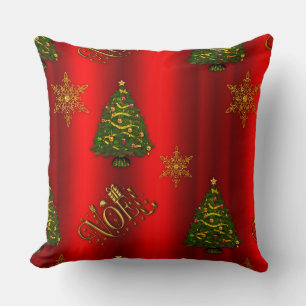 Gold Weihnachten und Weihnachtsbaumen Rot Kissen