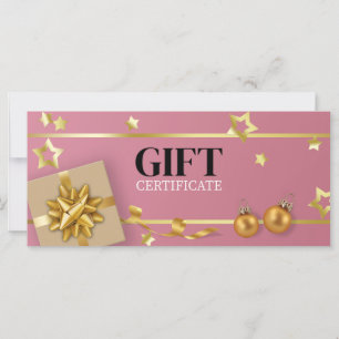 Gold Weihnachtsball Rosa Stars Band Geschenkkarte