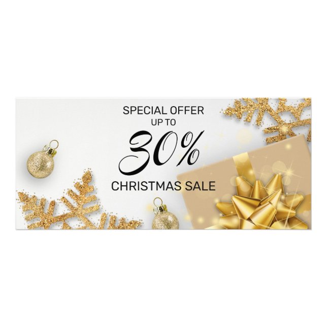 Gold Weihnachtsbälle Geschenk Gold Schneeflocken R Werbekarte (Vorne)