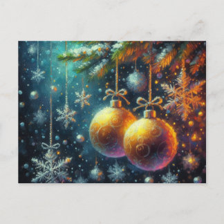 Gold Weihnachtsbälle Postkarte