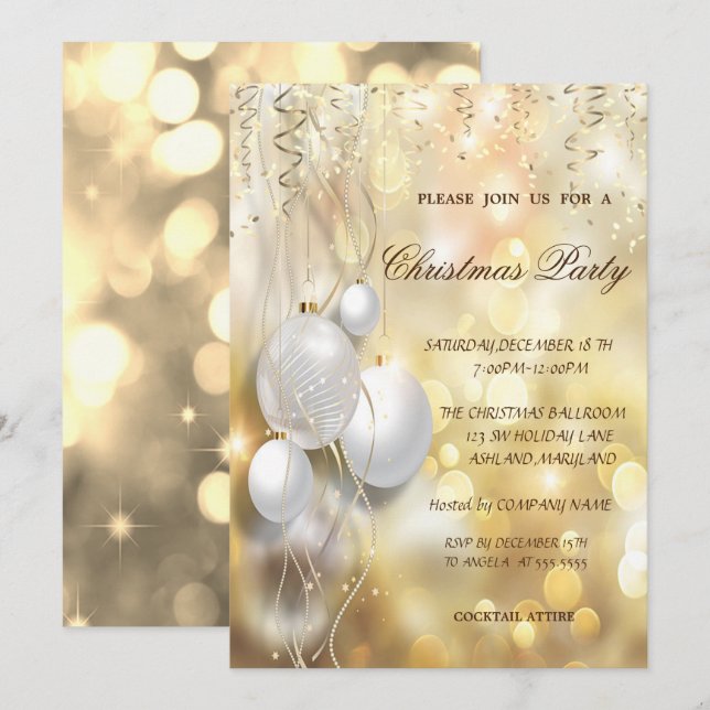 Gold, Weihnachtsbände Weihnachtsgebäck Weihnachtsg Einladung (Vorne/Hinten)