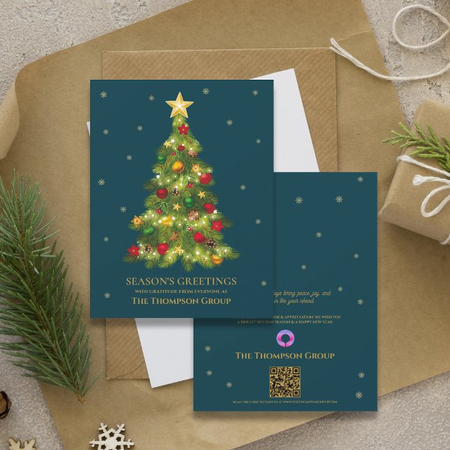 Gold Weihnachtsbaum Business Holiday Grußkarte (Gold Christmas Tree Business Holiday Greeting Card)