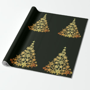 Gold Weihnachtsbaum Dunkles Grünes Umschlagpapier Geschenkpapier