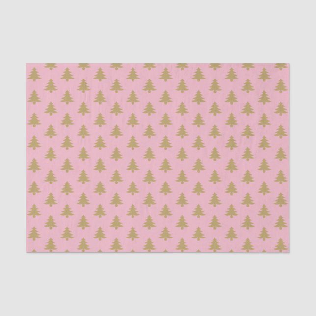 Gold Weihnachtsbaumstruktur rosa Tissue Paper Seidenpapier (Vorderseite)