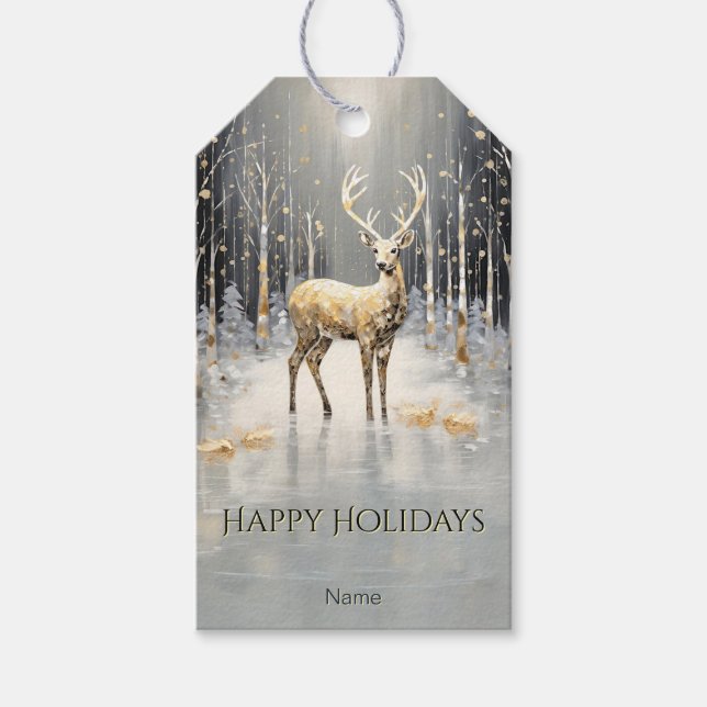 Gold Weihnachtsfeiertag Geschenkanhänger (Vorderseite)