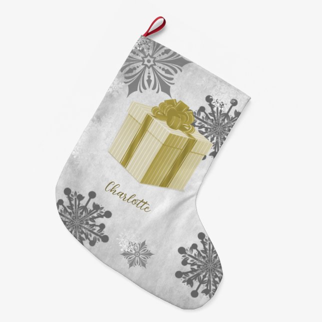 Gold Weihnachtsgeschenk Feiertag Strumpf Großer Weihnachtsstrumpf (Vorderansicht (hängend))
