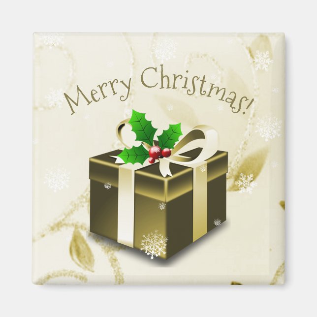 Gold Weihnachtsgeschenk Magnet (Vorne)