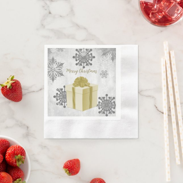 Gold Weihnachtsgeschenk Papier Napkin Serviette (Beispiel)