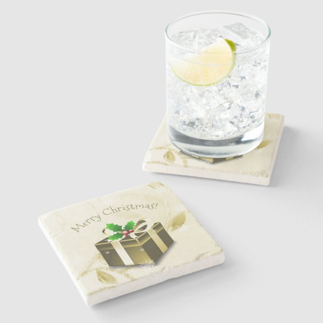 Gold Weihnachtsgeschenk Stone Untersetzer (Seitenansicht)