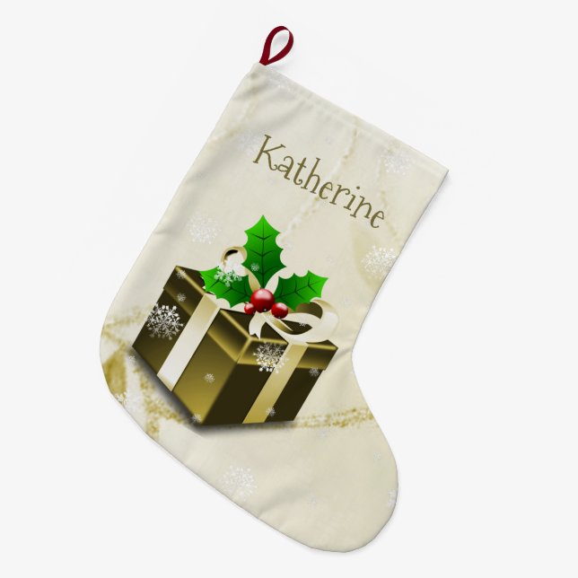 Gold Weihnachtsgeschenk Strumpf Großer Weihnachtsstrumpf (Vorderansicht (hängend))