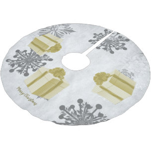 Gold Weihnachtsgeschenk Tree Skirt Polyester Weihnachtsbaumdecke
