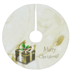 Gold Weihnachtsgeschenk Tree Skirt Polyester Weihnachtsbaumdecke