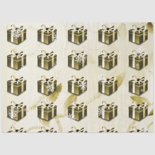 Gold Weihnachtsgeschenkpapier Seidenpapier (Vorderseite)