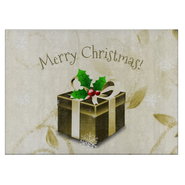 Gold Weihnachtsgeschenktafel Schneidebrett (Vorderseite)