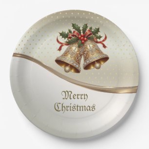 Gold Weihnachtsglocken Holiday Paper Plate Pappteller