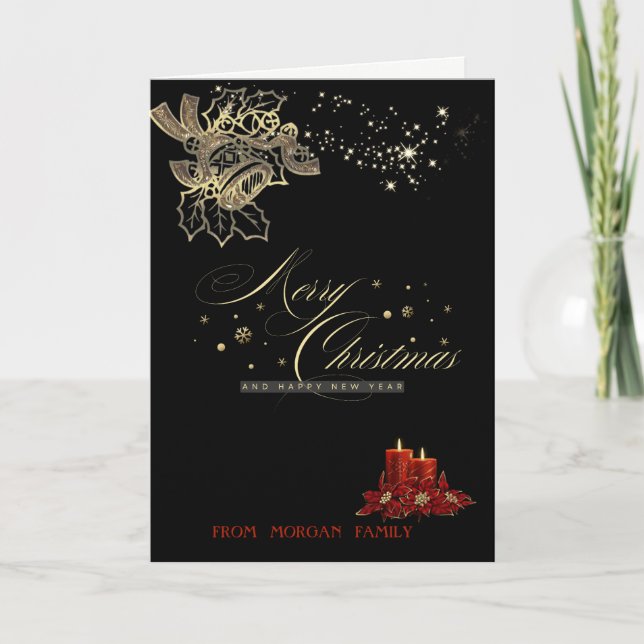 Gold Weihnachtsglocken, Kerzen Frohe Weihnachten (Vorderseite)