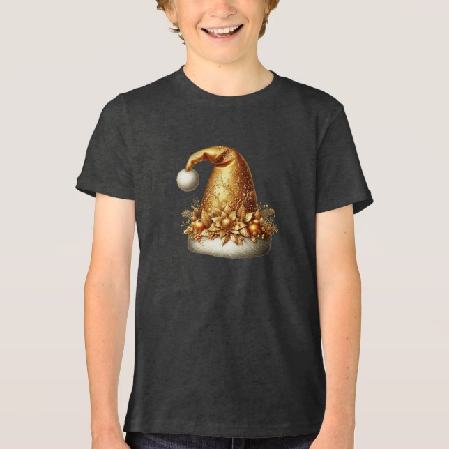 Gold Weihnachtsmannmütze Boys T - Shirt (Vorderseite)