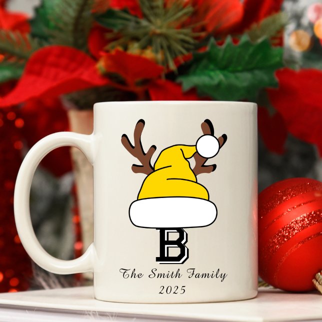 Gold Weihnachtsmannmütze Monogram Family Christmas Kaffeetasse (Gold Santa Hat Monogram Family Christmas Coffee Mug
)