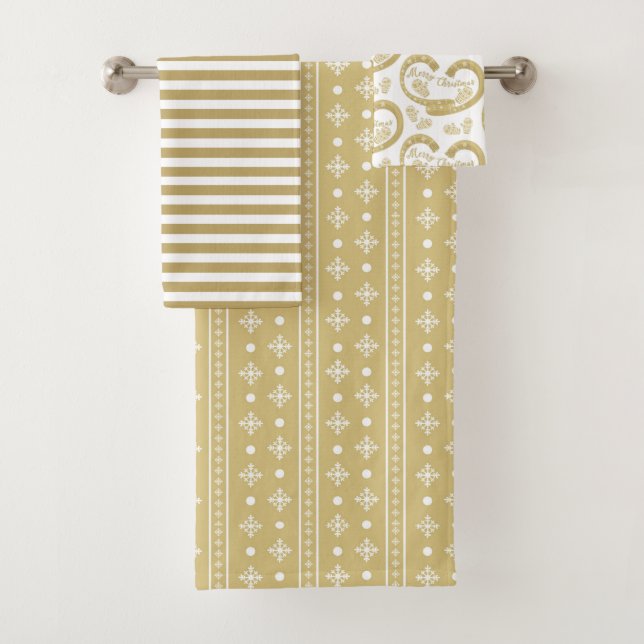 Gold Weihnachtsmuster Badhandtuch Set (Insitu)