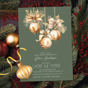 Gold Weihnachtsschmuck Baby Dusche Einladung