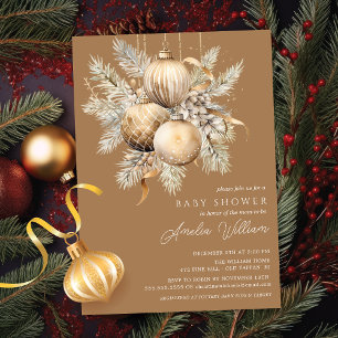 Gold Weihnachtsschmuck Baby Dusche Einladung