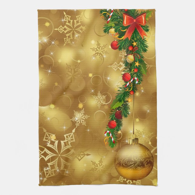 Gold Weihnachtsschmuck Dekoration Küchentücher (Vertikal)