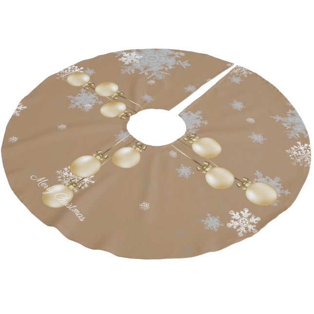 Gold Weihnachtsschmuck Tree Skirt Polyester Weihnachtsbaumdecke (Schrägansicht)