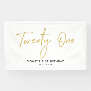 Gold & Weiß   21. Geburtstagsparty-Banner Banner
