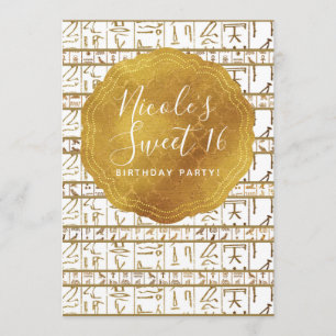 Gold Weiß Ägyptisch Ägypten Glam Sweet 16 Party Einladung