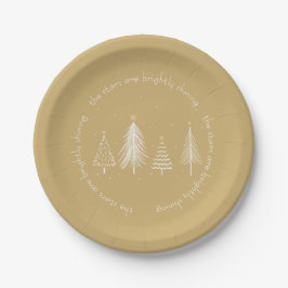 Gold, Weiß, Christbaumsteine Eleganter Urlaub Pappteller