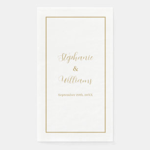 Gold Weiß Elegant Einfach Name Hochzeit Minimal Serviette