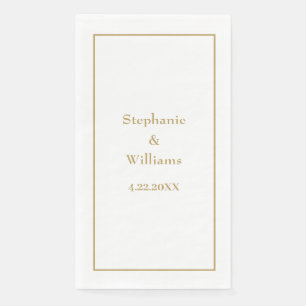 Gold Weiß Elegant Klassischer Name Hochzeit Minima Serviette