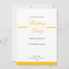 Gold & Weiß Elegantes Hochzeitseinladungsdesign Einladung