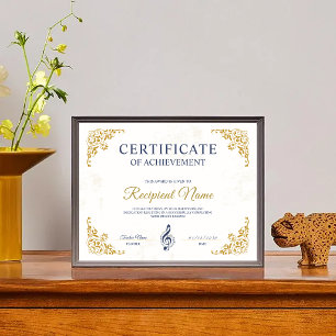 Gold Weiß Elegantes Rahmen Musikpreis-Zertifikat 