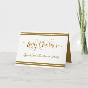 Gold+Weiß, Familienname, Frohe Weihnachten Karte