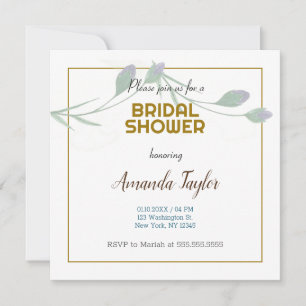 Gold Weiß Farbe Floral Minimalistischer Brautparty Save The Date
