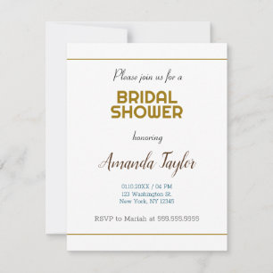 Gold Weiß Farbe Minimalistischer Junggesellinnenab RSVP Karte