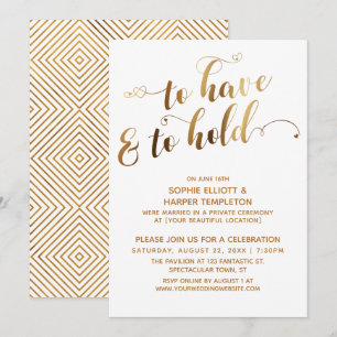 Gold Weiß für Veranstaltungen nach Hochzeiten und Einladung