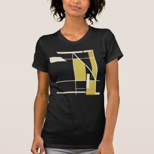 Gold Weiß Geometrisches Mosaik Abstrakter MCM-Look T-Shirt