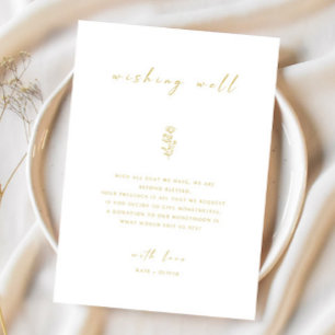 Gold & Weiß Minimal Hochzeitswunsch-Brunnenschale Einladung