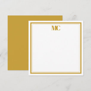 Gold Weiß Modern Minimalistisch Monogramm Zwei Rän Einladung