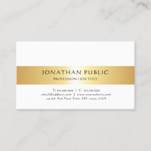 Gold Weiß Modern Professionell Einfaches Design Ch Visitenkarte